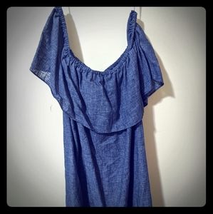 Zara Blue Off the Shoulder Dress